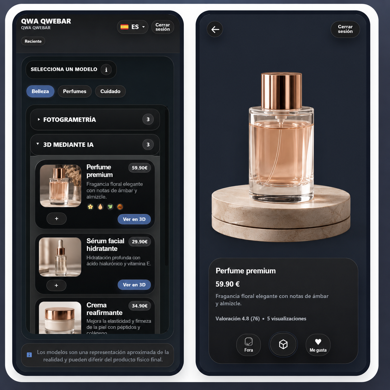 Sistema Qwebar aplicado a perfumes
